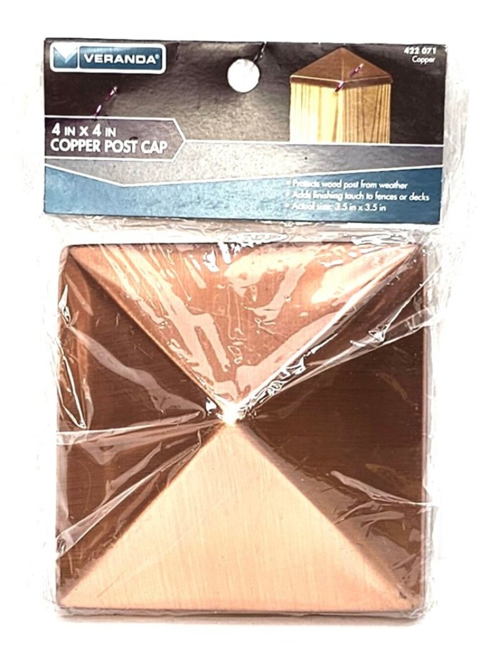 Veranda 4x4 Copper Pyramid Post Cap for Deck Fence Wood Posts 3.5" x 3.5"